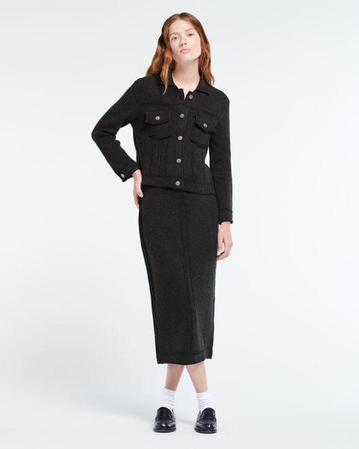Barrie Black Long Denim Skirt In Cashmere And Cotton