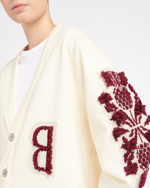 Barrie Natural Cardigan In Cotton With A Cashmere B Logo