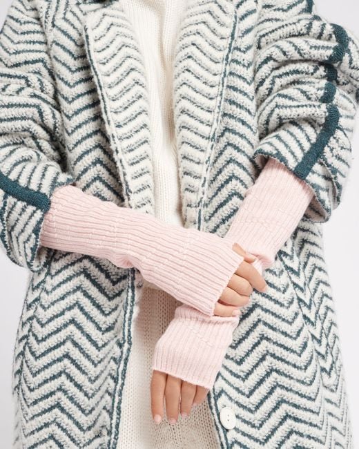 Barrie Pink Long Cashmere Fingerless Gloves