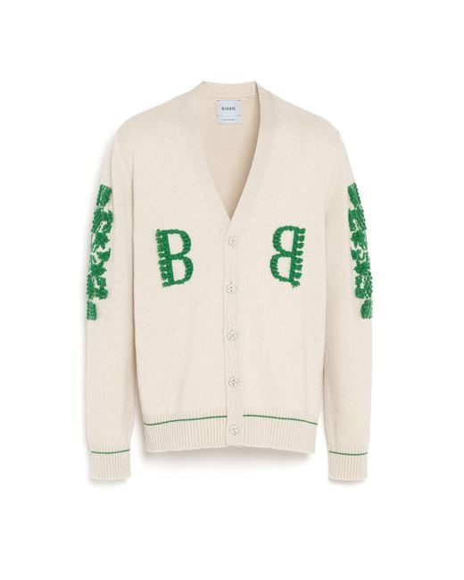 Barrie Natural 3d Logo V-neck Cashmere Cardigan for men