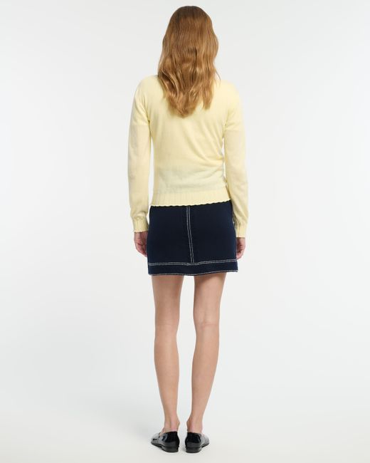 Barrie Yellow Lightweight Cashmere And Cotton Cardigan With Ribbed Detailing