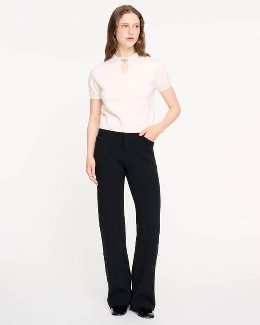Barrie White Cashmere Top With Tone-on-tone Gem Details
