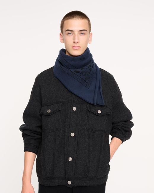 Barrie Blue Bandana In Cashmere And Cotton