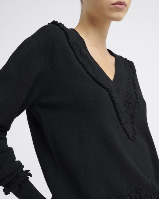 Barrie Black Timeless V-neck Cashmere Jumper