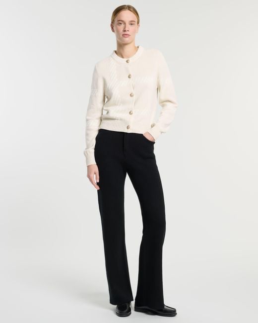 Barrie White Cashmere Cardigan With A Tartan Motif