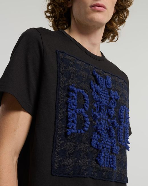 Barrie Black T-shirt With Cashmere Houndstooth Patch And B Logo