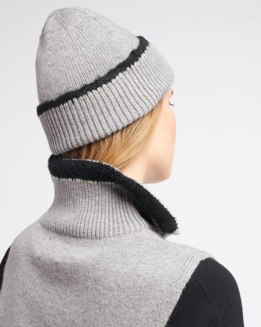Barrie Gray Shearling-effect Cashmere Beanie