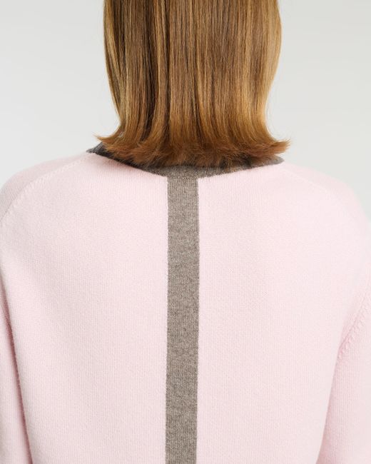 Barrie Pink Cashmere Round-neck Jumper