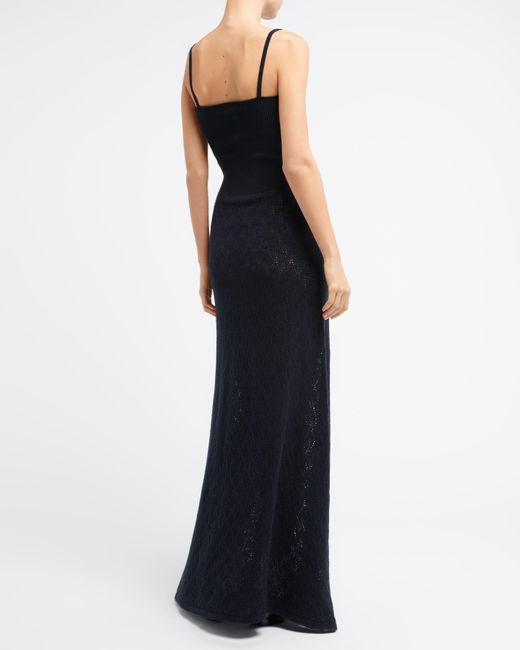 Barrie Blue Long Dress With Straps In Cashmere Lace
