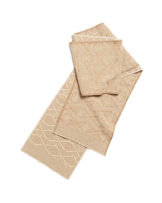 Barrie Natural Scarf In Cashmere With A Monogram Motif