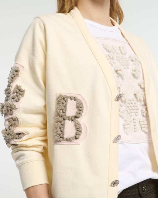 Barrie Natural Cardigan In Cotton With A Cashmere B Logo