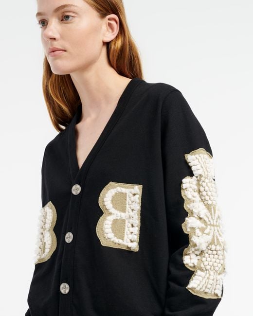 Barrie Black Cardigan In Cotton With A Cashmere B Logo