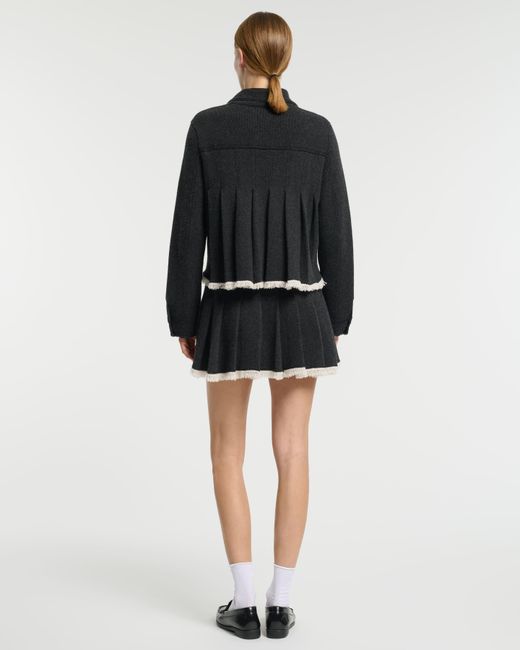 Barrie Black Denim Jacket With Pleated Back In Cashmere And Cotton