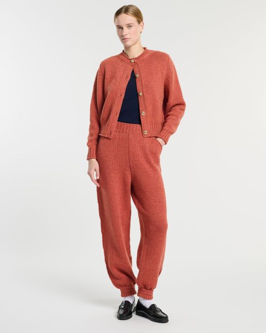 Barrie Red Trousers In Chunky Cashmere