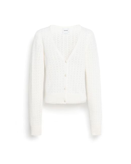 Barrie White Cashmere Lace Cardigan