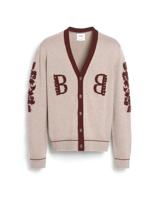 Barrie Natural 3d Logo V-neck Cashmere Cardigan for men