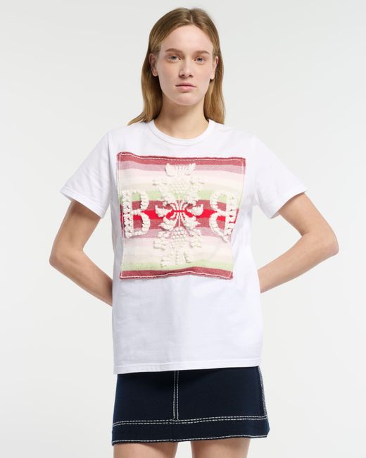 Barrie Pink Striped T-shirt With Logo Cashmere Patch