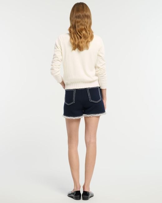 Barrie White Lightweight Cashmere And Cotton Cardigan With Ribbed Detailing