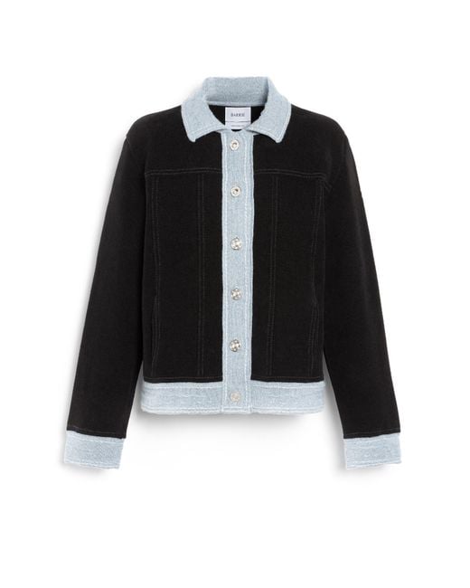 Barrie Black Suede-effect Denim Jacket In Cashmere And Cotton