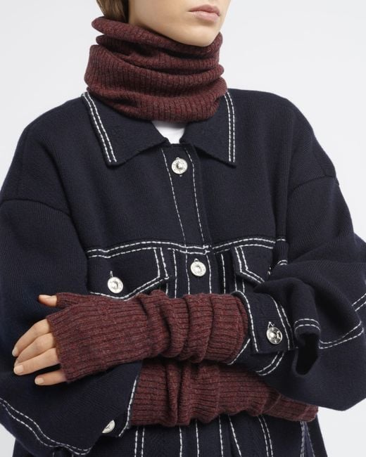 Barrie Purple Long Cashmere Fingerless Gloves