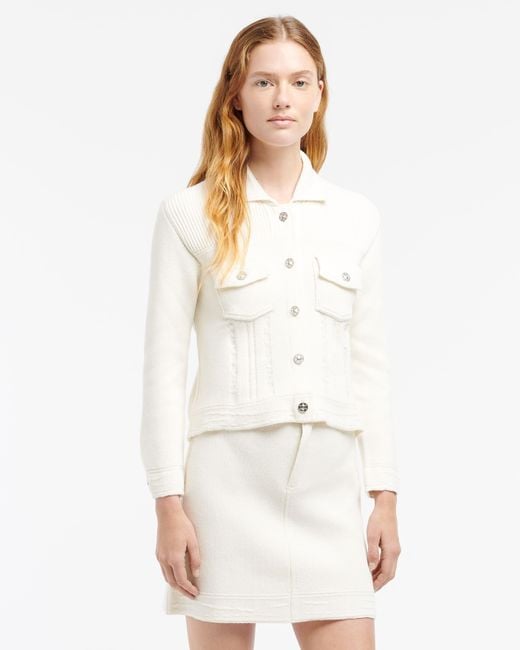 Barrie White Denim Fitted Cashmere And Cotton Jacket
