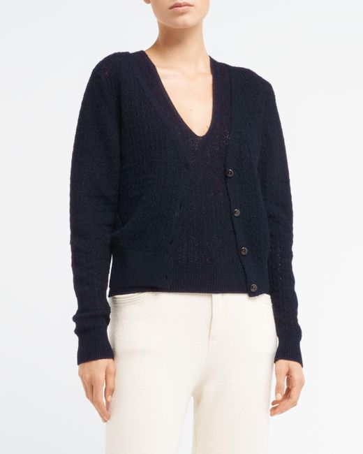 Barrie Blue Cashmere Lace Cardigan