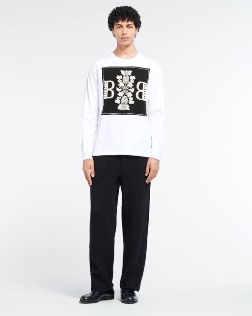 Barrie Black Long-sleeved T-shirt With Cashmere B Logo Patch for men