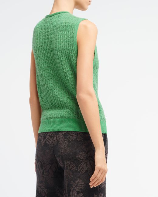 Barrie Green Cashmere Lace Top
