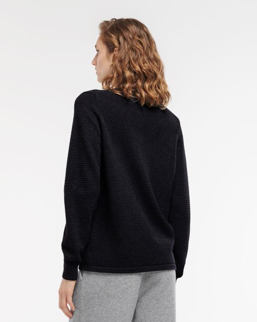 Barrie Black Cashmere Jumper With Thin Stripes
