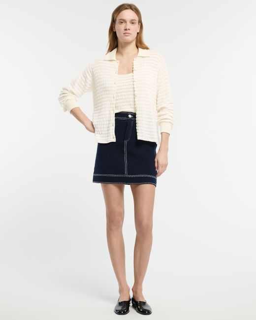 Barrie White Top In Embossed Knit