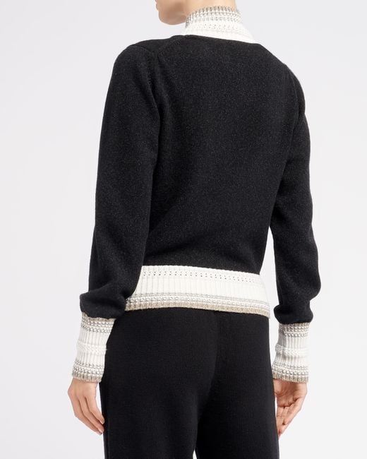 Barrie Black Mottled Cashmere Zip-up Cardigan