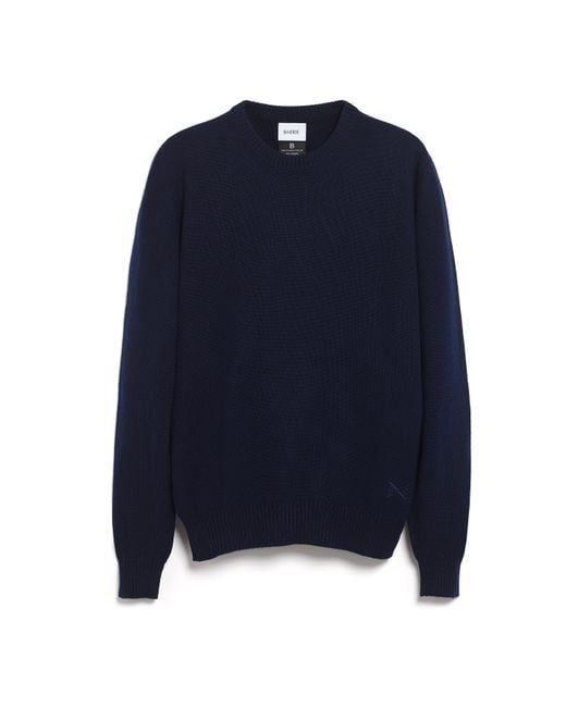 Barrie Blue Round Neck Cashmere B Label Pullover for men