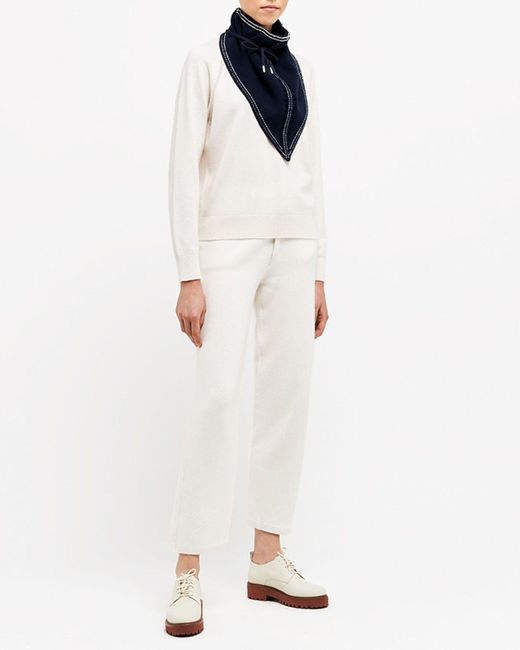 Barrie Blue Denim Cashmere And Cotton Foulard