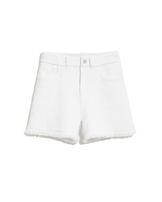 Barrie White Denim Fringed Cashmere And Cotton Shorts
