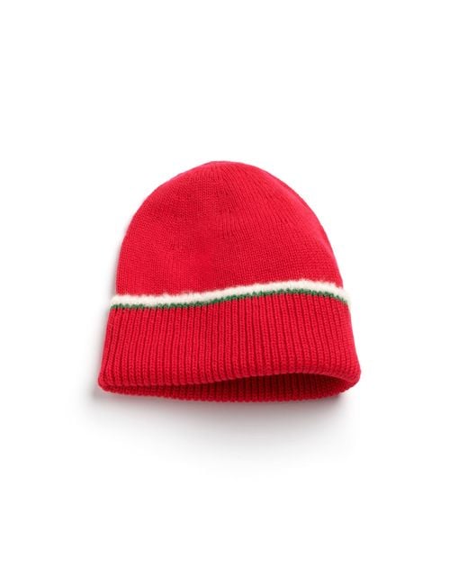 Barrie Red Shearling-effect Cashmere Beanie