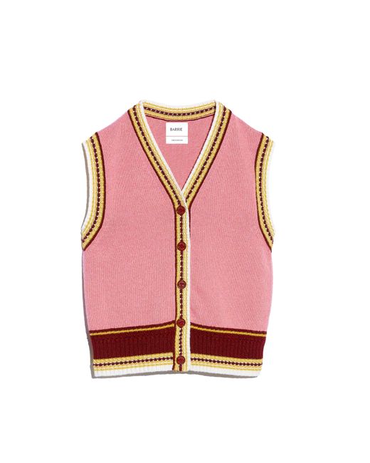 Barrie Pink Sleeveless Cashmere Cardigan