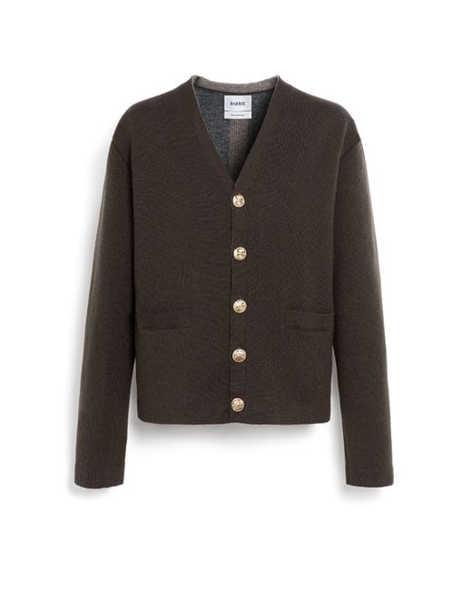 Barrie Black V-neck Cardigan In Cashmere And Wool