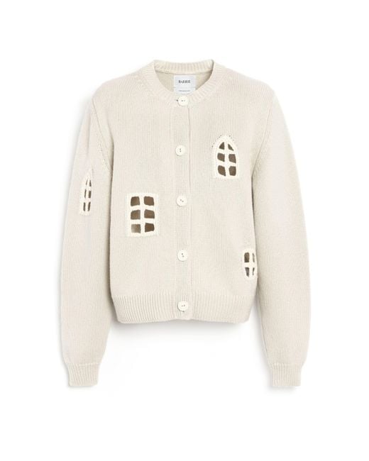 Barrie Natural Cashmere And Cotton Cardigan With Openwork Motif