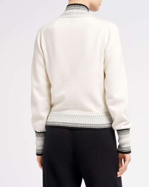 Barrie White Mottled Cashmere Zip-up Cardigan