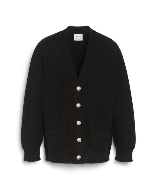 Barrie Black Chunky Cashmere Cardigan With Gold Buttons for men