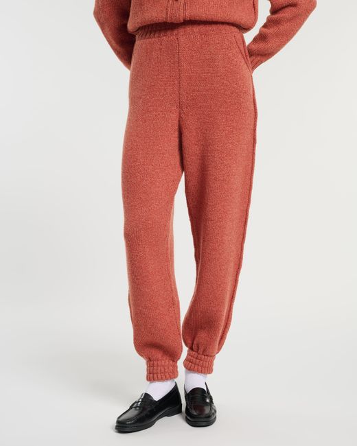 Barrie Red Trousers In Chunky Cashmere