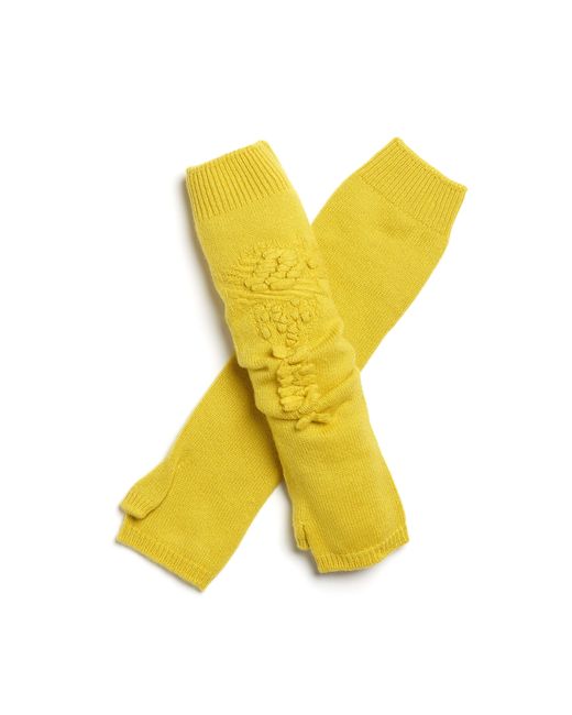 Barrie Yellow Cashmere Fingerless Gloves
