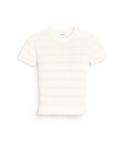 Barrie White Striped Top In Embossed Knit