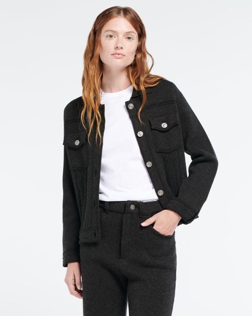 Barrie Black Denim Regular Cashmere And Cotton Jacket