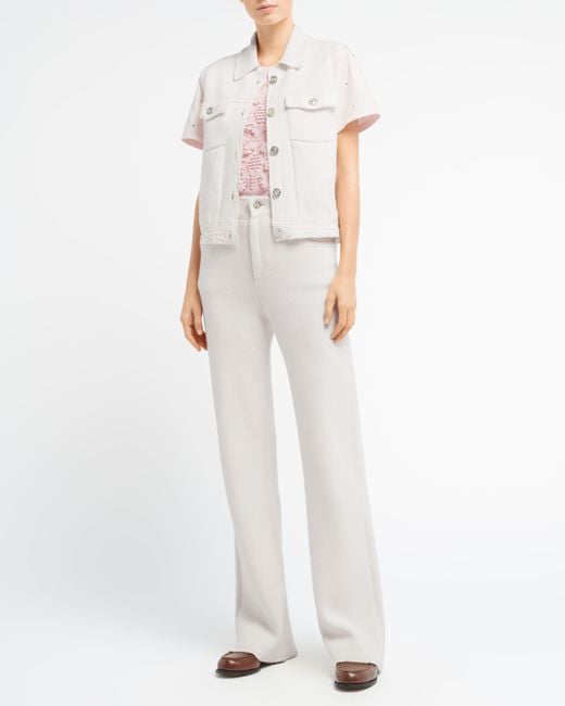 Barrie White Oversized Sleeveless Denim Jacket In Cashmere And Cotton