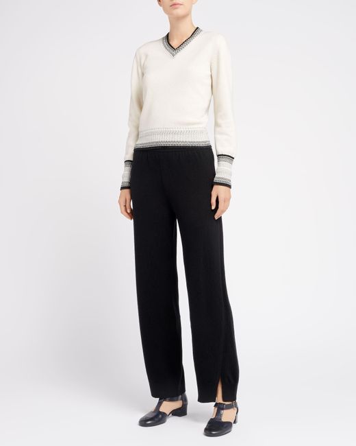 Barrie White Cashmere V-neck Jumper