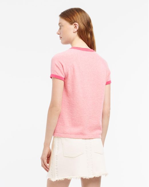 Barrie Pink Mottled Cashmere Top With B Logo