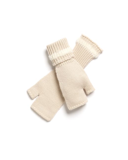 Barrie Natural Shearling-effect Cashmere Fingerless Gloves