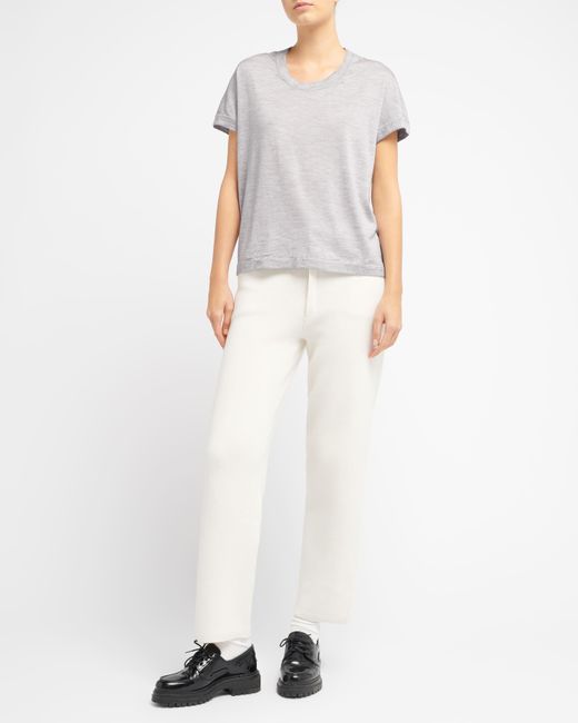 Barrie White Ultra-fine Cashmere Round-neck Top