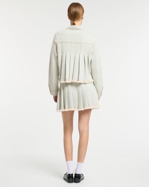 Barrie White Denim Skirt With Pleated Back In Cashmere And Cotton